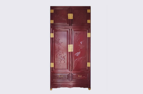 阳泉高端中式家居装修深红色纯实木衣柜
