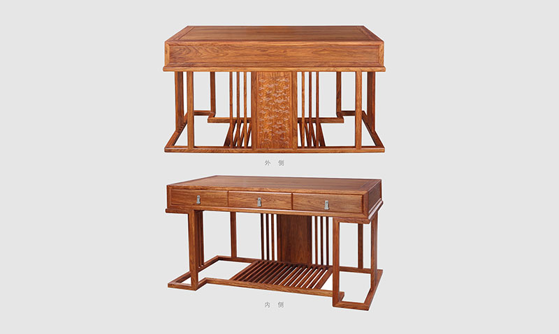 阳泉 别墅中式家居书房装修实木书桌效果图