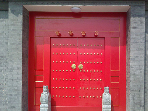 阳泉中国传统四合院系列朱红色中式木制大门木作